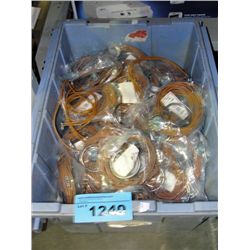 Grey plastic storage bin filled with new chico's