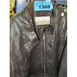 Perry ellis black leather mens jacket