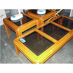 3pc glass top coffee and end table set