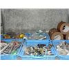 Image 1 : 6 small blue baskets of hardware and misc items
