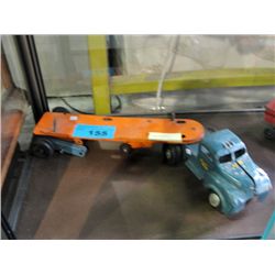 Vintage 1950-60s lincoln tin toy log hauler made