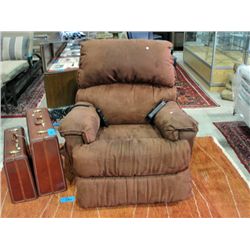 Brown microfiber suede mechanical reclining chair