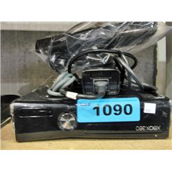 Xbox 360 black game console with power cord and