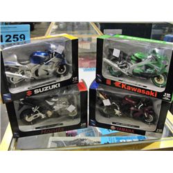 4pc diecast metal collectors sport bike set;