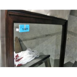 Wood framed bevelled glass mirror