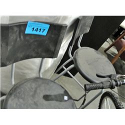 2 black and grey barstools