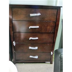 Cherry finish 5 drawer highboy dresser