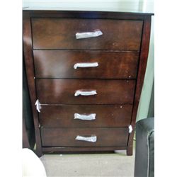 Cherry finish 5 drawer highboy dresser