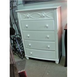 Contemporary white 5 drawer highboy dresser