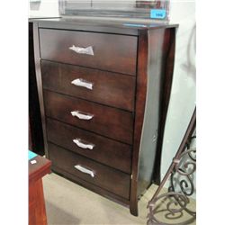 Cherry finish 5 drawer highboy dresser