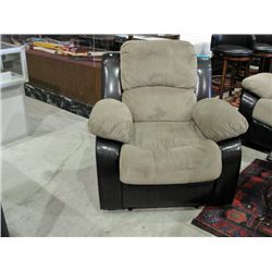 Brown leather and beige corderouy living room