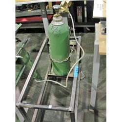 Welding tank with gauge and rolling steel cart