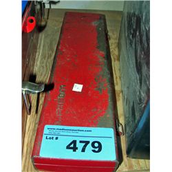 Small red box of assorted files