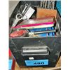 Image 1 : Black plastic storage box full of assorted tools