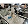 Image 1 : 2 liqour decanters and an oil lamp