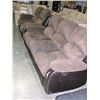 Image 1 : Brown leather and courderoy 2pc reclining sofa