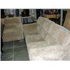 Image 1 : Contemporary beige 3pc sofa loveseat and footstool