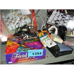 Shelf lot of misc chess boards, trivial pursuit