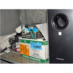 Shelf lot of misc; bungee cords, digital photo