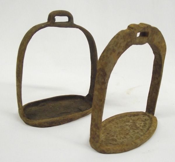 Antique Chinese Iron Stirrups, 6 Pieces