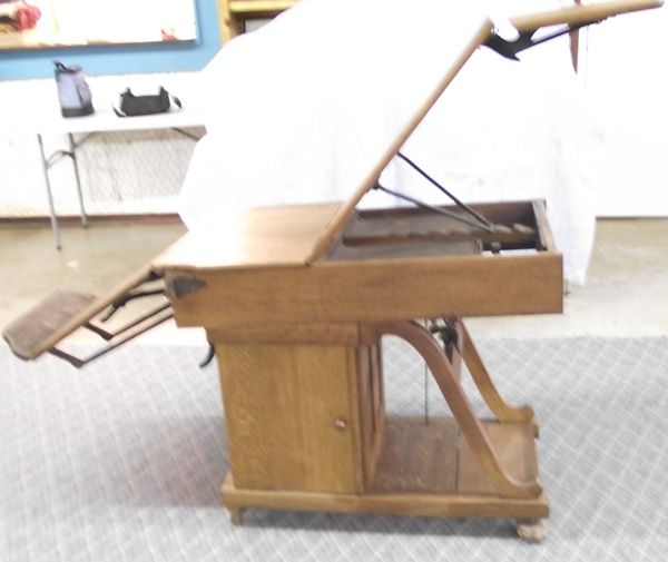 Late 1800 Antique Tiger Oak Doctor's Exam Table