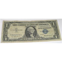 1957 SERIES $1 SILVER CERTIFICATE SERIAL # F95240378A *NICE EARLY U.S. BILL*!! COIN CAME OUT OF SAFE