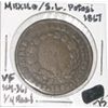 Image 1 : 1867 MEXICO S.L. POTOSI 1/4 REAL COIN WORLD BOOK VALUE IS $75.00+ RARE VF GRADE-HARD TO FIND COIN