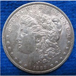 1889 MORGAN SILVER DOLLAR AU