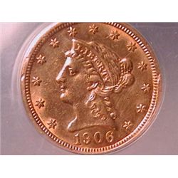 1906 $2 1/2 Gold Liberty AU53 Clnd ANACS