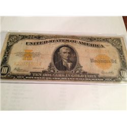 1922 Gold Certificate $10 Large Size