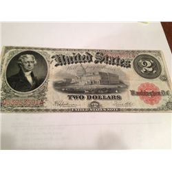 1917 $2 Dollar Legal Tender Red Seal US Large Size Note Currency