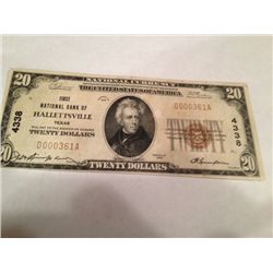 1929 $20 National Bank of Halletsville Tx Note