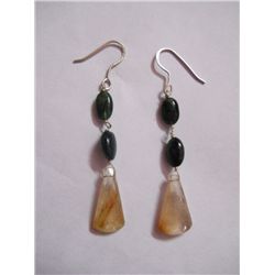 NATURAL 21.20 CTW EMERALD, SEMIPRECIOUS EARRING .925 ST