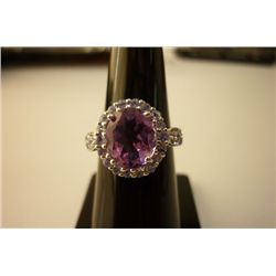 18.00 ctw Amethyst and TANZANITE cut fine ring .925 STE