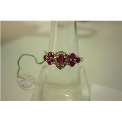 15.70 ctw Ruby and Diamond Ring .925 Sterling Silver