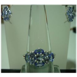 38.50 CTW TANZANITE Earring and Ring set .925 STERLING