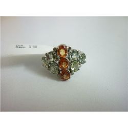 NATURAL 26.00 CTW SAPPHIRE AND DIAMOND RING .925 STERLI