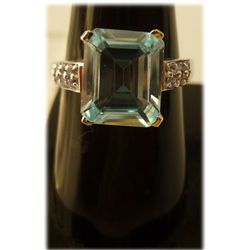 19.00 CTW BLUE TOPAZ and TANZANITE cut fine ring .925 S