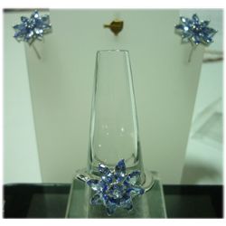 38.5 CTW TANZANITE Earring and Ring set .925 STERLING S