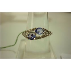 14.20 ctw Tanzanite and Diamond Ring .925 Sterling Silv