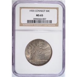 1935 CONNECTICUT COMMEMORATIVE HALF DOLLAR NGC MS-65