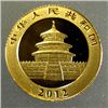 Image 2 : 2012 1/20 OUNCE .999 GOLD CHINESE PANDA