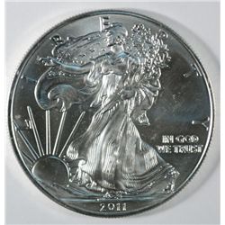2011 UNCIRCULATED SILVER EAGLE GEM BU, LAST YEARS EDITION OF THE ONE OUNCE COIN FROM THE U.S. MINT
