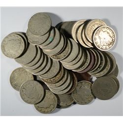 ( 50 ) AVERAGE CIRCULATED LIBERTY "V" NICKELS WITH STRONG DATES