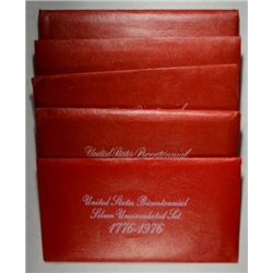 ( 5 ) 1976 3 PIECE BICENTENNIAL 40% SILVER UNCIRCULATED SETS