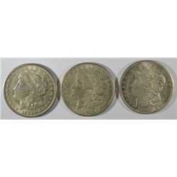 ( 3 ) NICE CIRCULATED MORGAN SILVER DOLLARS, 1921-P, 1921-D, AND 1921-S