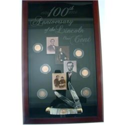 THE 100Th. ANNIVERSARY OF THE LINCOLN CENT COLLECTION, INCLUDES A STEEL WARRIOR KNIFE, LINCOLN CENTS