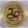 Image 1 : 2013 AUSTRALIAN YEAR OF THE SNAKE 1/10  OUNCE .9999 GOLD