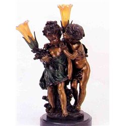 "SECRET" BRONZE SCULPTURE LAMP - A. MOREAU