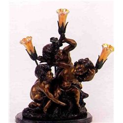 "MISCHIEF" BRONZE SCULPTURE LAMP - A.  MOREAU